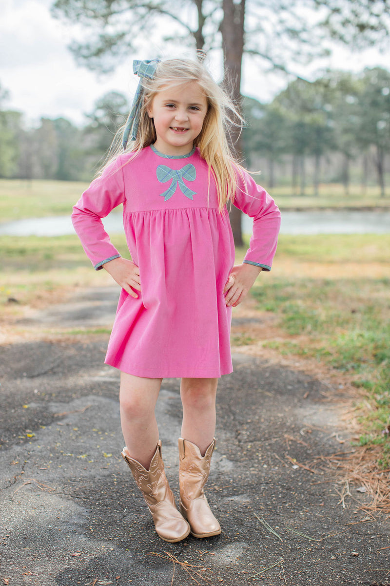 Erin Dress in Hot Pink Corduroy