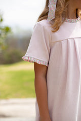 Georgia Dress Short Sleeve in Ballet Pink Non-Wrinkle Corduroy