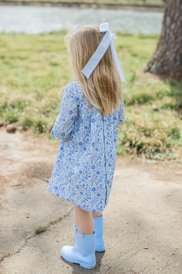 Charlotte Dress Long Sleeve Lined in Blue Liberty Floral