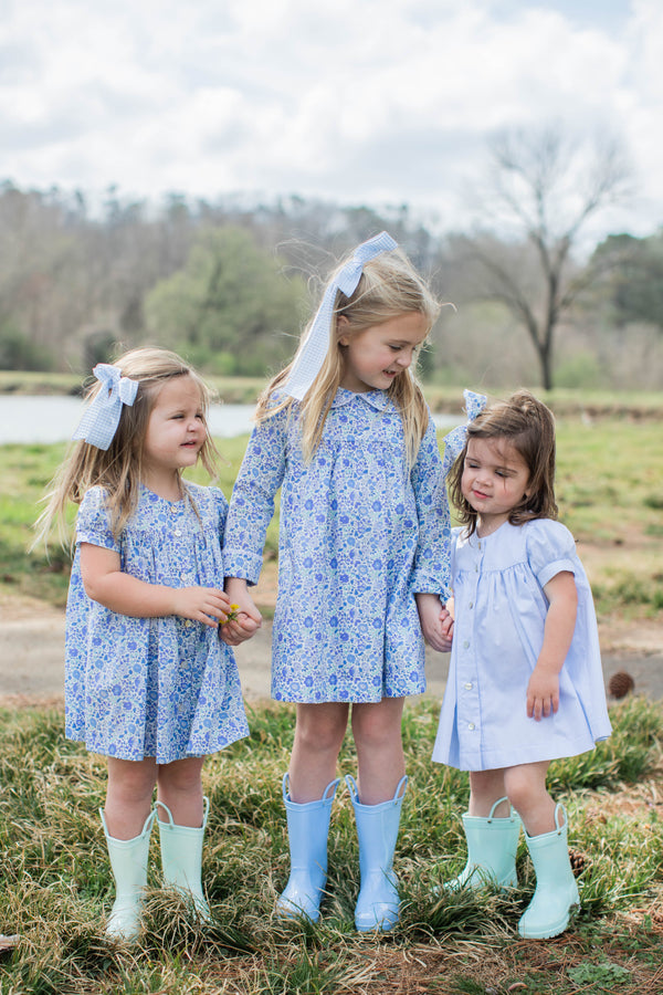Charlotte Dress Long Sleeve Lined in Blue Liberty Floral