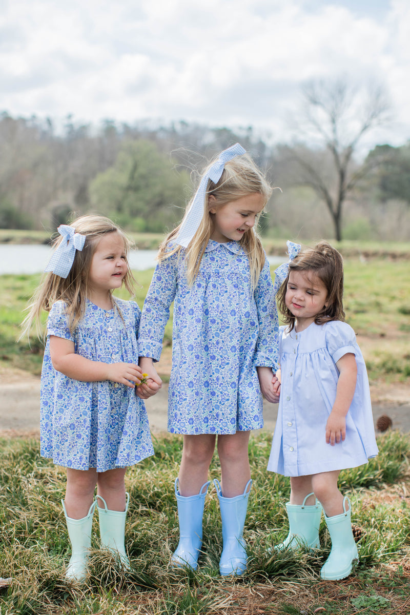 Charlotte Dress Long Sleeve Lined in Blue Liberty Floral