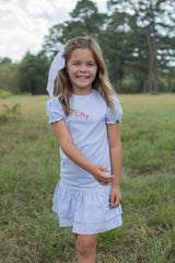 Betty Jane Dress in Light Blue 1/8 Check