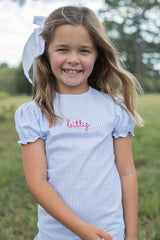 Betty Jane Dress in Light Blue 1/8 Check