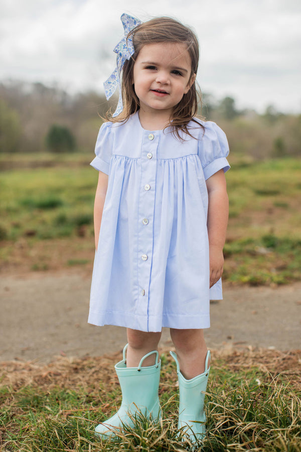 Julianne Dress in Blue Superfine Twill