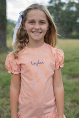 Betty Jane Dress in Orange 1/8 Check