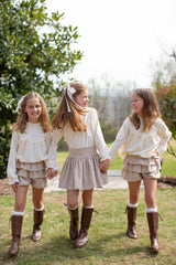 Avery Top Long Sleeve in Ivory Non-Wrinkle Corduroy
