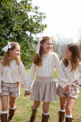 Knee High Socks with Ruffle in Ivory