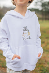 Fleece Hoodie White w/ Cowboy with Name