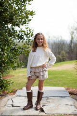 Avery Top Long Sleeve in Ivory Non-Wrinkle Corduroy