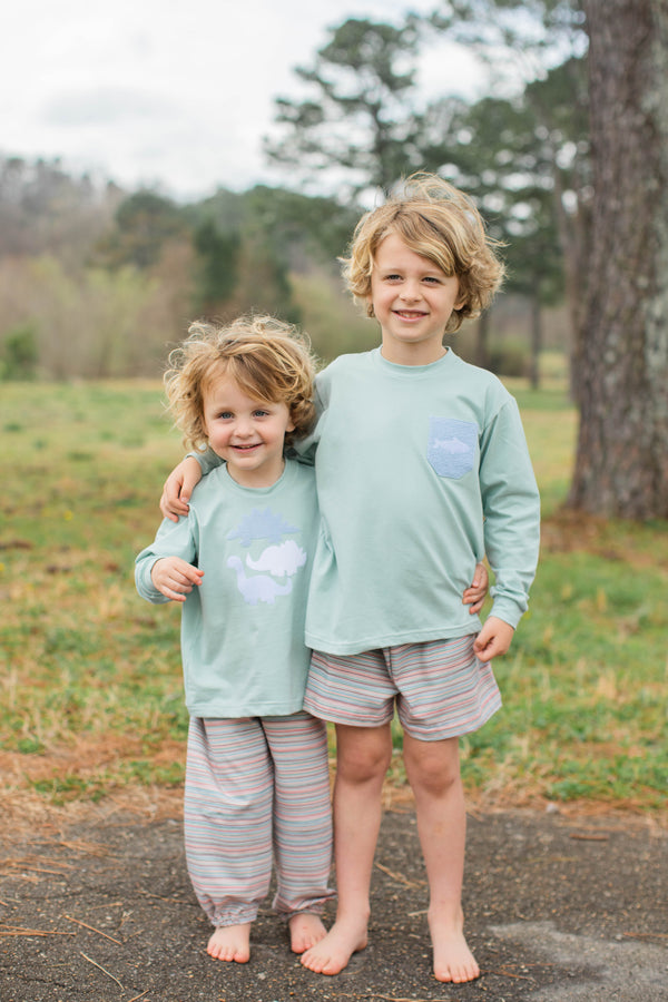 Boy Tee Long Sleeve Premium in Mist Knit with Pocket w/ Mini Trout