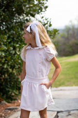 Mary Hollyn Top Short Sleeve in Ballet Pink Non-Wrinkle Corduroy