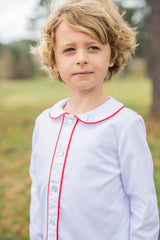 Fitz Shirt Long Sleeve in Blue Bitty Dot Pique