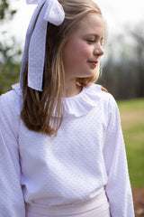 Allyson Top Long Sleeve Lined in Pink Swiss Dots