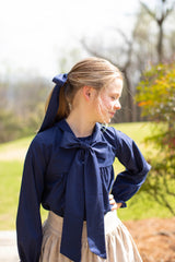 Sloane Top Long Sleeve in Fresh Cotton Navy