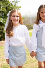 Annabelle Top Long Sleeve Lined in White Swiss Dots