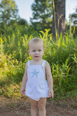 Mitchell Sunsuit in Blue Bitty Dot Pique