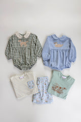 Boy Tee Long Sleeve Premium in Baby Blue Stripe Knit with Pocket