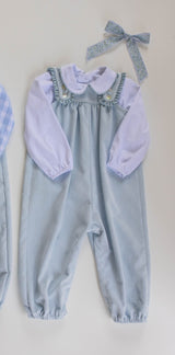 Payton Bubble Long w/ Ruffle Straps in Powder Blue Non-Wrinkle Corduroy