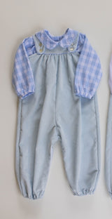 Payton Bubble Long w/ Piping Straps in Powder Blue Non-Wrinkle Corduroy