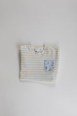 Boy Tee Long Sleeve Premium in Baby Blue Stripe Knit with Pocket