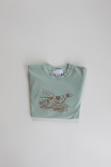 Boy Tee Long Sleeve Premium in Mist Knit with Hunting Dog