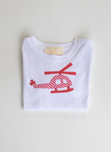 Boy Tee Long Sleeve White with Helicopter