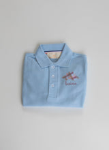 Boy Polo Long Sleeve Light Blue with Mini Stegosaurus w/ Name
