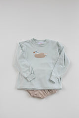 Boy Tee Long Sleeve Premium in Light Blue Knit with Duck