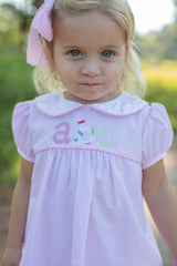 Greta Top Short Sleeve in Pink Superfine Twill