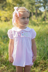 Greta Top Short Sleeve in Pink Superfine Twill