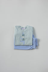 Boy Tee Long Sleeve Premium in Light Blue Knit with Vintage Royal Soldier