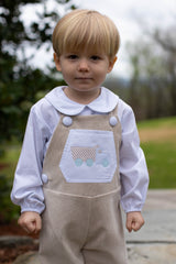 David Shirt Long Sleeve in Blue Bitty Dot Pique