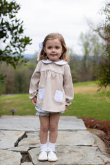 Greta Top Long Sleeve in Toast Non-Wrinkle Corduroy