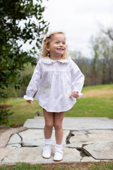 Greta Top Long Sleeve in White Pique