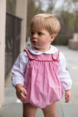 David Shirt Long Sleeve in White Pique with Double Gingerbread Men