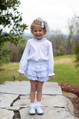 Annabelle Top Long Sleeve in Blue Bitty Dot Pique