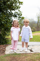 Greta Top Short Sleeve in Bitty Dot Pink Pique