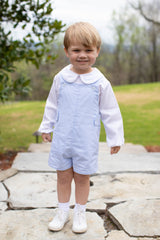 David Shirt Long Sleeve in White Pique with Handwritten Name On Collar