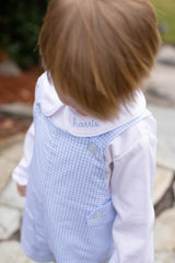 David Shirt Long Sleeve in White Pique with Handwritten Name On Collar