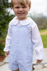 David Shirt Long Sleeve in White Pique with Handwritten Name On Collar