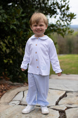 Ankle Elastic Pants in Light Blue 1/8 Check