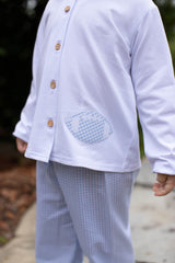 Graham Knit Shirt Long Sleeve in White Knit