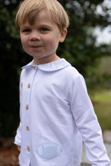 Graham Knit Shirt Long Sleeve in White Knit