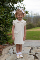 Olivia Apron Dress in Ivory Non-Wrinkle Corduroy