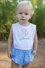 Charlie Button-On Sunsuit w/ Piping in Bases Loaded