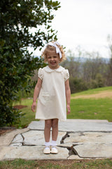 Olivia Apron Dress in Ivory Non-Wrinkle Corduroy
