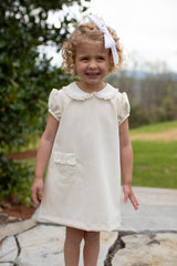 Olivia Apron Dress in Ivory Non-Wrinkle Corduroy