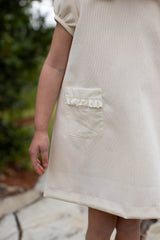 Olivia Apron Dress in Ivory Non-Wrinkle Corduroy