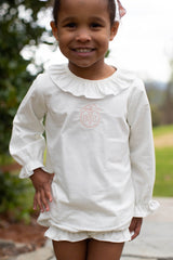Allyson Top Long Sleeve Lined in Ivory Lawn
