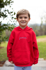 Fleece Hoodie Red w/ Handwritten Name
